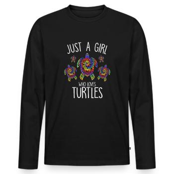Just a girl who loves turtles water turtle - Men's Premium Organic Long Sleeve Shirt - black - Front - Nico (187cm)