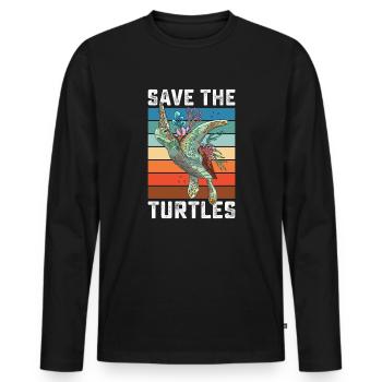 Save the turtles water turtle - Männer Premium Bio Langarmshirt - Schwarz - Vorne - Nico (187cm)