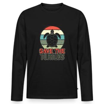 Save the turtles water turtle - Männer Premium Bio Langarmshirt - Schwarz - Vorne - Nico (187cm)