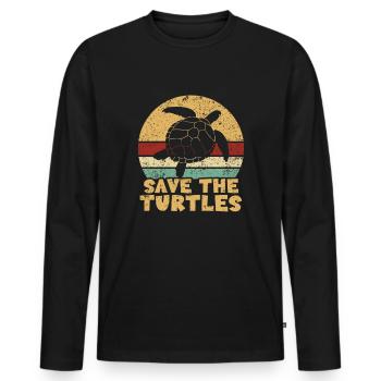 Save the turtles water turtle - Männer Premium Bio Langarmshirt - Schwarz - Vorne - Nico (187cm)