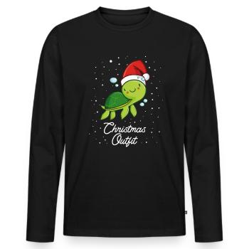 Tortue de Noël - T-shirt manches longues Premium bio Homme - noir - Devant - Nico (187cm)