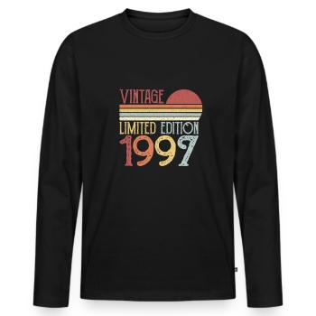 1997 Limited Edition - Men's Premium Organic Long Sleeve Shirt - black - Front - Nico (187cm)
