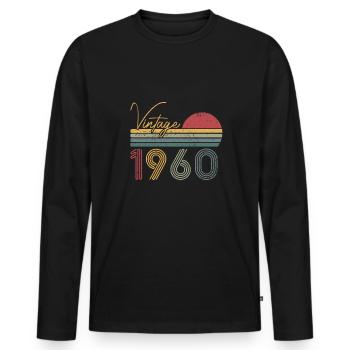 1960 Limited Edition - Men's Premium Organic Long Sleeve Shirt - black - Front - Nico (187cm)