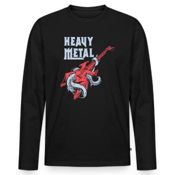 Heavy Metal Gitarre Musik Musiker Rock Roll - Männer Premium Bio Langarmshirt - Schwarz - Vorne - Nico (187cm)