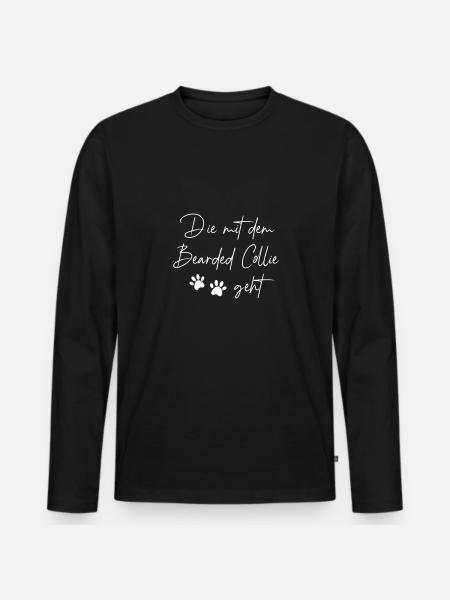 Bearded Collie - Männer Premium Bio Langarmshirt - Schwarz