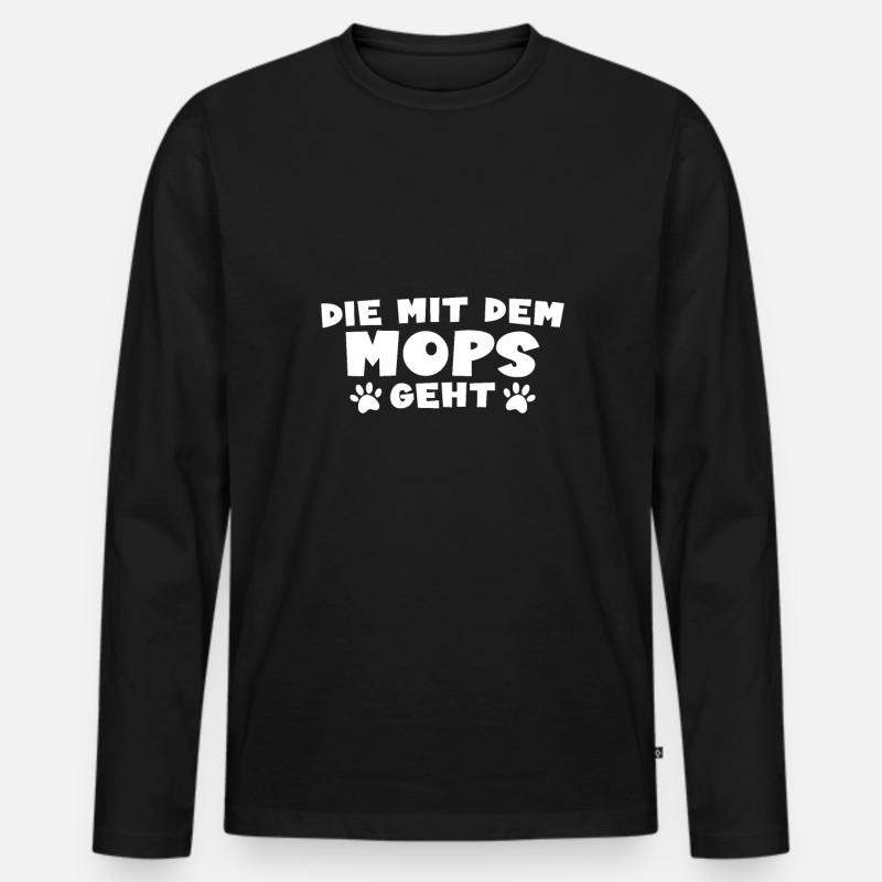 Mops - Männer Premium Bio Langarmshirt - Schwarz