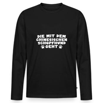 Chinesischer Schopfhund - Männer Premium Bio Langarmshirt - Schwarz - Vorne - Nico (187cm)