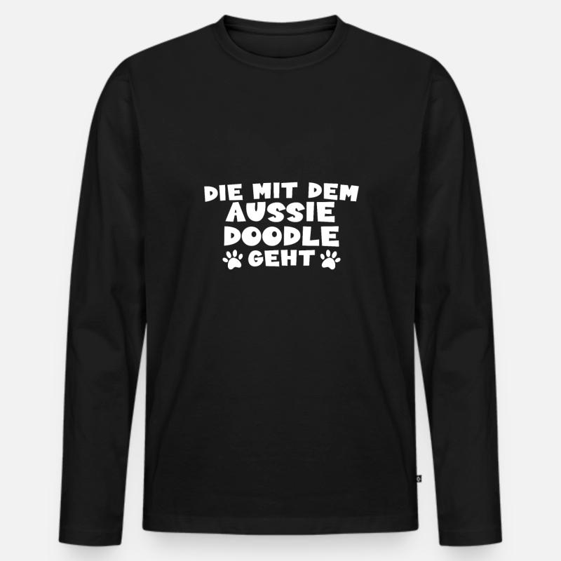 Aussiedoodle - Männer Premium Bio Langarmshirt - Schwarz