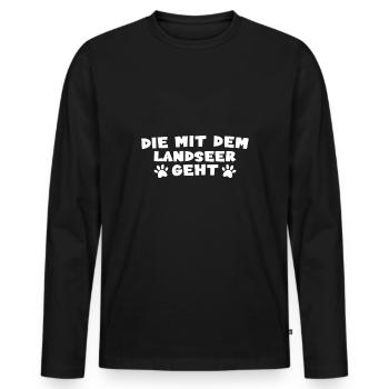 Landseer - Männer Premium Bio Langarmshirt - Schwarz - Vorne - Nico (187cm)