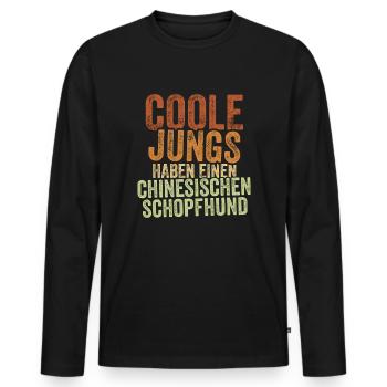 Chinesischer Schopfhund - Männer Premium Bio Langarmshirt - Schwarz - Vorne - Nico (187cm)