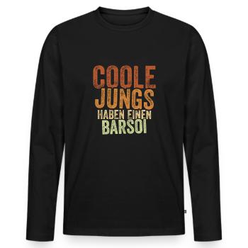 Barsoi - Männer Premium Bio Langarmshirt - Schwarz - Vorne - Nico (187cm)