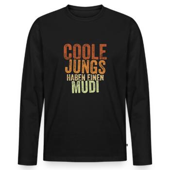 Mudi - Männer Premium Bio Langarmshirt - Schwarz - Vorne - Nico (187cm)