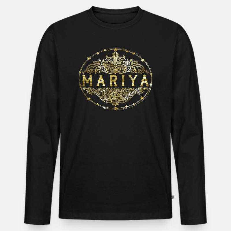 Mariya - Männer Premium Bio Langarmshirt - Schwarz