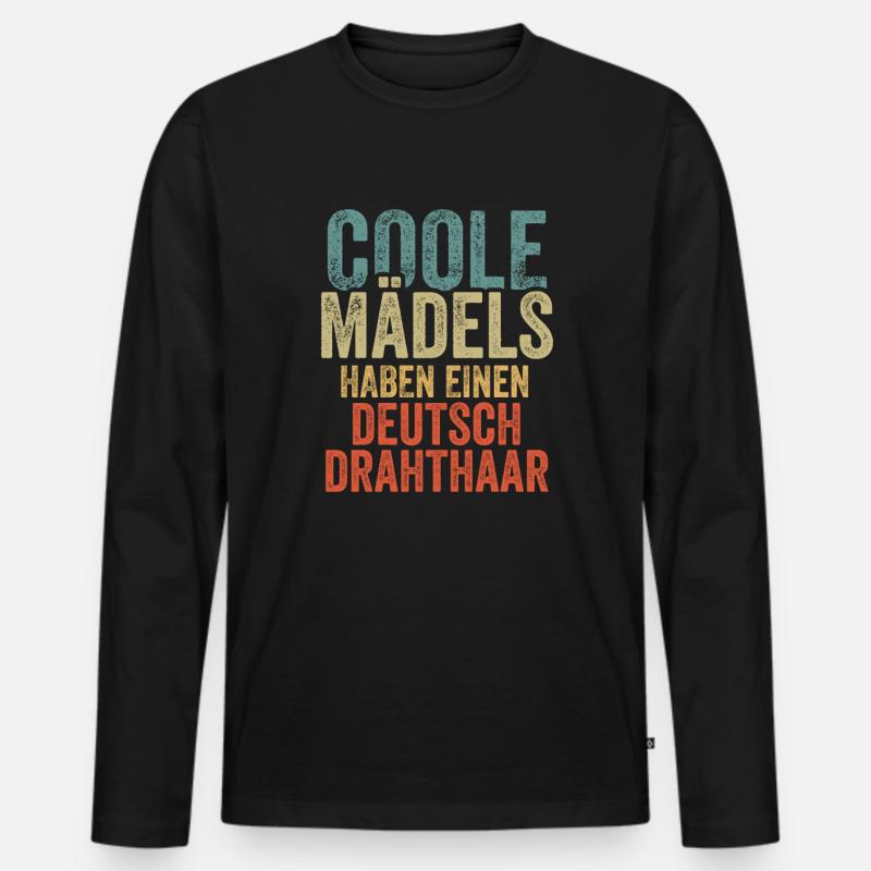 Deutsch Drahthaar - Männer Premium Bio Langarmshirt - Schwarz