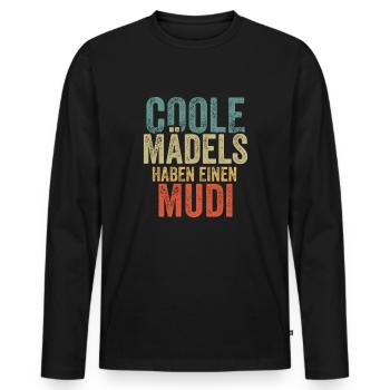 Mudi - Männer Premium Bio Langarmshirt - Schwarz - Vorne - Nico (187cm)