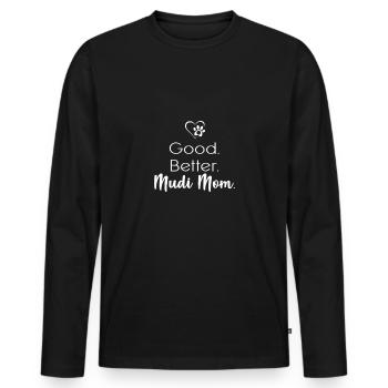 Mudi - T-shirt manches longues Premium bio Homme - noir - Devant - Nico (187cm)
