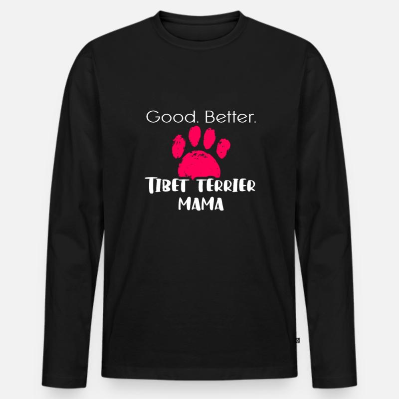 Tibet Terrier - Männer Premium Bio Langarmshirt - Schwarz