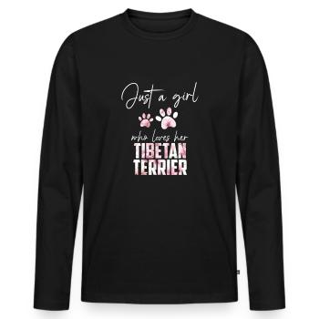 Terrier tibétain - T-shirt manches longues Premium bio Homme - noir - Devant - Nico (187cm)