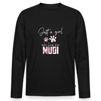 Mudi - T-shirt manches longues Premium bio Homme - noir - Devant - Nico (187cm)
