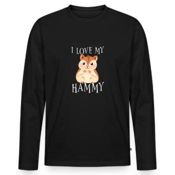 I love my hammy - Männer Premium Bio Langarmshirt - Schwarz - Vorne - Nico (187cm)