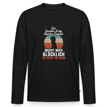 Ein Cavalier macht mich glücklich - Männer Premium Bio Langarmshirt - Schwarz - Vorne - Nico (187cm)