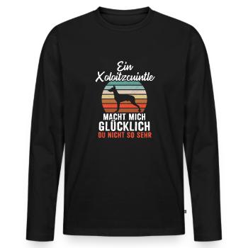 Ein Xoloitzcuintle macht mich glücklich - Männer Premium Bio Langarmshirt - Schwarz - Vorne - Nico (187cm)