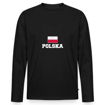Polska Pologne polonaise - T-shirt manches longues Premium bio Homme - noir - Devant - Nico (187cm)