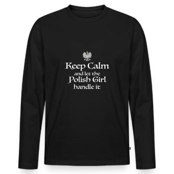 Restez calme et laissez la polonaise s’en occuper - T-shirt manches longues Premium bio Homme - noir - Devant - Nico (187cm)