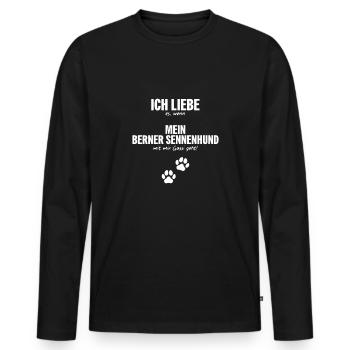 Ich liebe (es, wenn) mein Berner Sennenhund... - Männer Premium Bio Langarmshirt - Schwarz - Vorne - Nico (187cm)