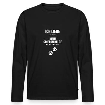 Ich liebe (es, wenn) mein Griffon Belge... - Männer Premium Bio Langarmshirt - Schwarz - Vorne - Nico (187cm)