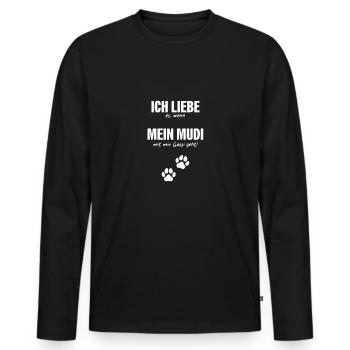 Ich liebe (es, wenn) mein Mudi... - Männer Premium Bio Langarmshirt - Schwarz - Vorne - Nico (187cm)