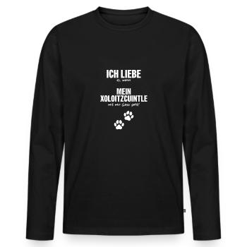 Ich liebe (es, wenn) mein Xoloitzcuintle... - Männer Premium Bio Langarmshirt - Schwarz - Vorne - Nico (187cm)