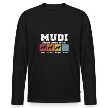 Mudi hören aufs Wort - Männer Premium Bio Langarmshirt - Schwarz - Vorne - Nico (187cm)