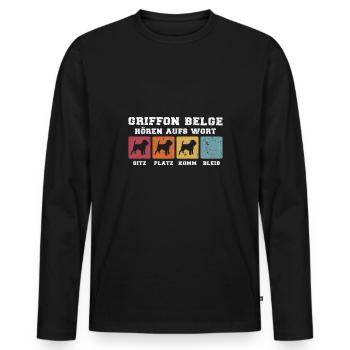 Griffon Belge hören aufs Wort - Männer Premium Bio Langarmshirt - Schwarz - Vorne - Nico (187cm)