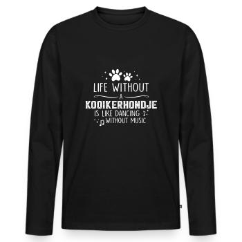 La vie sans kooikerhondje - T-shirt manches longues Premium bio Homme - noir - Devant - Nico (187cm)
