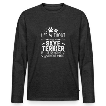 La vie sans Skye Terrier - T-shirt manches longues Premium bio Homme - anthracite chiné - Devant - Nico (187cm)