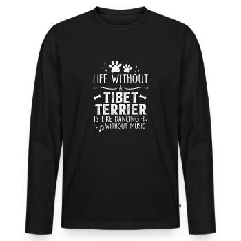Life without Tibetan Terrier - Männer Premium Bio Langarmshirt - Schwarz - Vorne - Nico (187cm)