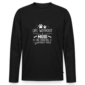 La vie sans Mudi - T-shirt manches longues Premium bio Homme - noir - Devant - Nico (187cm)