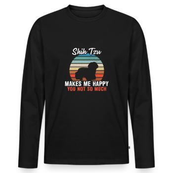 Shih Tzu makes me happy you not so much - Men's Premium Organic Long Sleeve Shirt - black - Front - Nico (187cm)