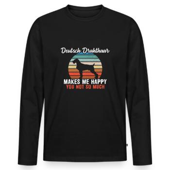 German Drahthaar makes me happy you not so much - Men's Premium Organic Long Sleeve Shirt - black - Front - Nico (187cm)
