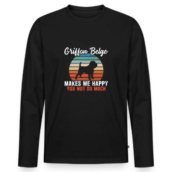 Griffon Belge makes me happy you not so much - Men's Premium Organic Long Sleeve Shirt - black - Front - Nico (187cm)