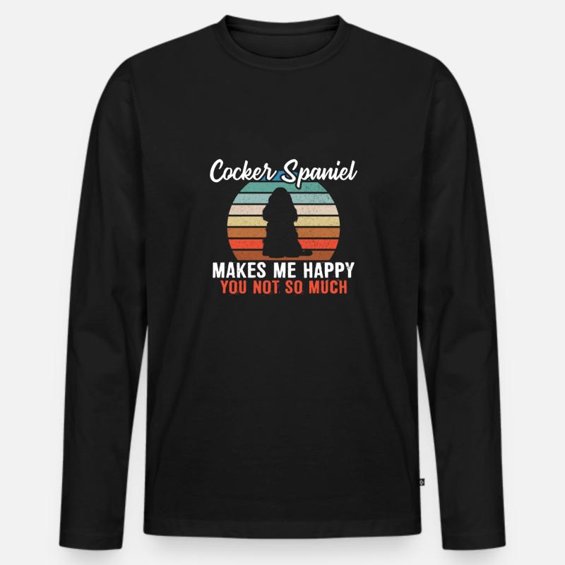 Cocker spaniel gør mig glad du ikke så meget - Premium økologisk langærmet T-shirt til mænd - sort