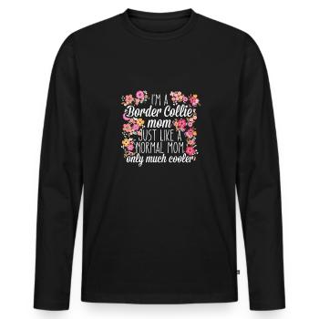 Border Collie Maman - T-shirt manches longues Premium bio Homme - noir - Devant - Nico (187cm)