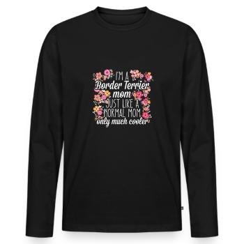 Border Terrier Maman - T-shirt manches longues Premium bio Homme - noir - Devant - Nico (187cm)