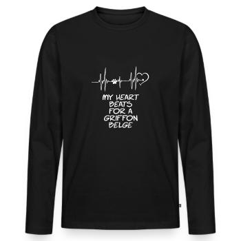 My heart beats for a Griffon Belge - Men's Premium Organic Long Sleeve Shirt - black - Front - Nico (187cm)