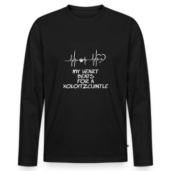 Mon cœur bat pour un Xoloitzcuintle - T-shirt manches longues Premium bio Homme - noir - Devant - Nico (187cm)