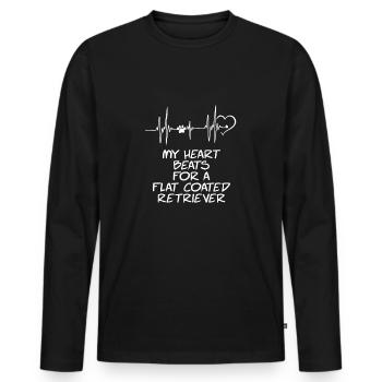 Mon cœur bat pour un Flat Coated Retriever - T-shirt manches longues Premium bio Homme - noir - Devant - Nico (187cm)