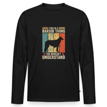 C’est une chose Borzoi - T-shirt manches longues Premium bio Homme - noir - Devant - Nico (187cm)