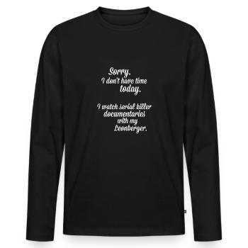 Je regarde des documentaires avec mon Leonberger - T-shirt manches longues Premium bio Homme - noir - Devant - Nico (187cm)