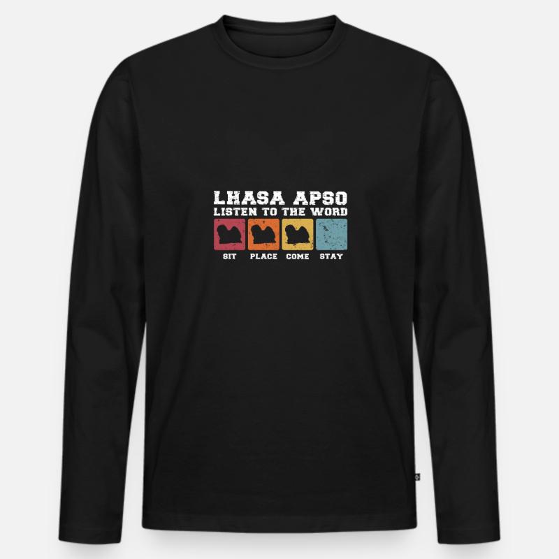 Lhasa Apso listen to the word - Männer Premium Bio Langarmshirt - Schwarz